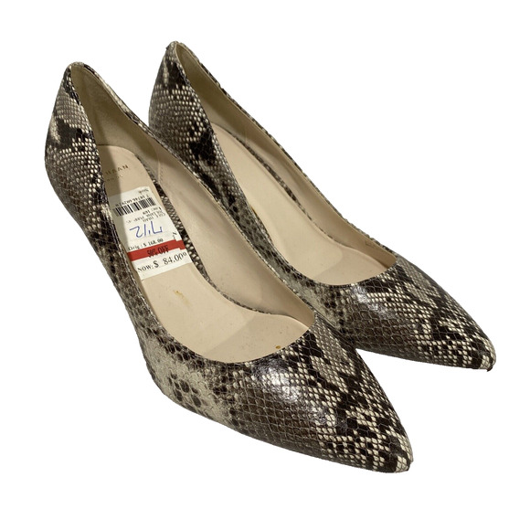 Cole Haan Grand OS Size 7.5M Faux Snakeskin Pumps Cream & Gray Career Shoes - Picture 8 of 12